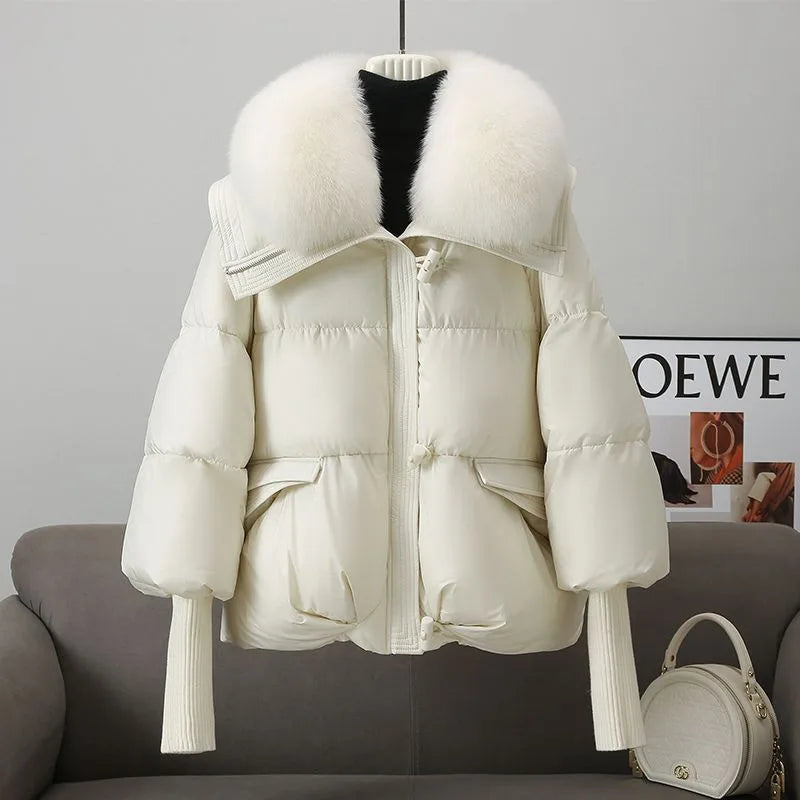Alessia puffer bomber jacket with detachable collar – image 3