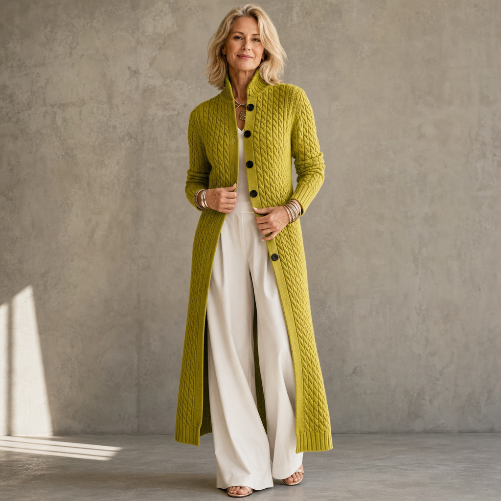 Lyra high collar cable knit duster cardigan – image 3