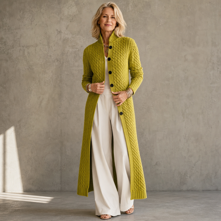 Lyra high collar cable knit duster cardigan – image 3