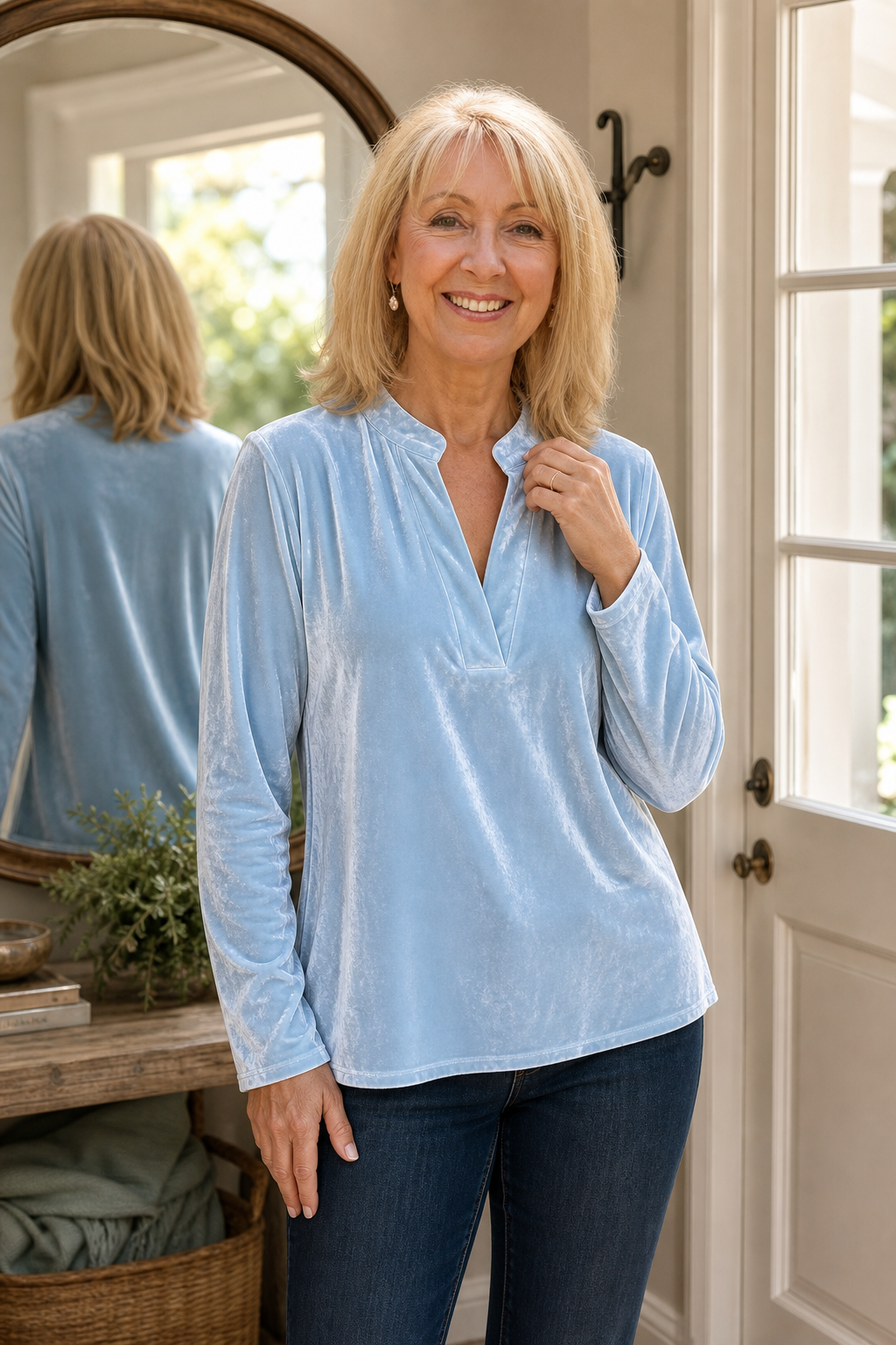 Ingrid V neck velvet blouse – image 2