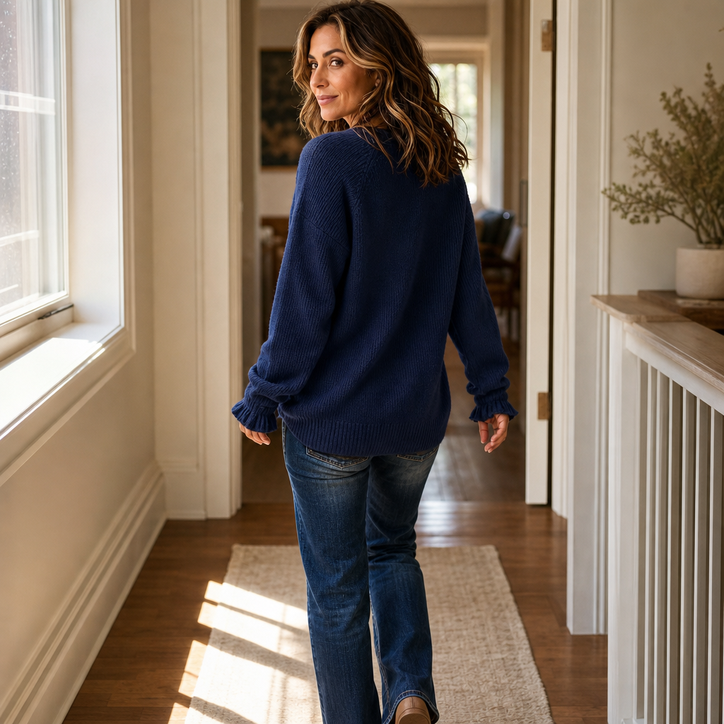 Bethany V neck ribbed pullover sweater – image 6