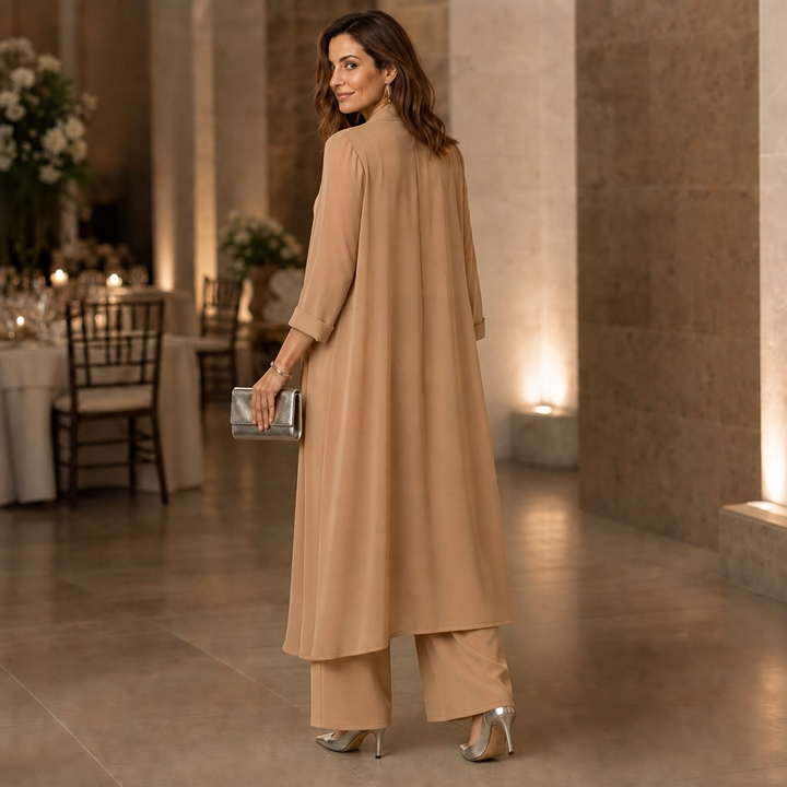 Yara swing collar cardigan and wide leg pants set – image 5