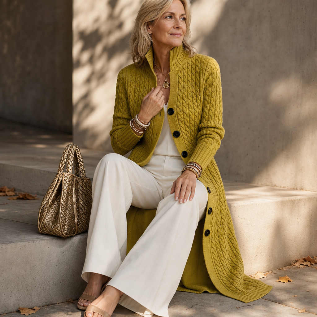 Lyra high collar cable knit duster cardigan – image 6