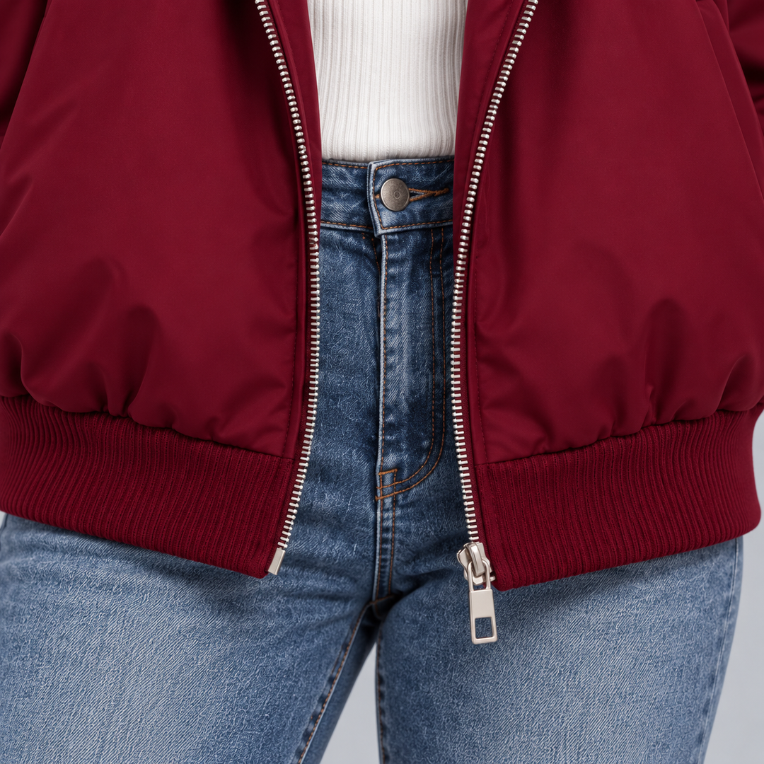 Solenne cropped faux fur trim hooded puffer jacket – image 7