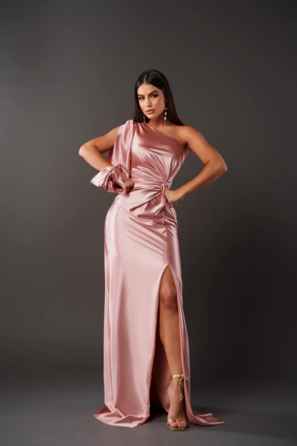 Ivana one shoulder draped evening maxi dress – image 11