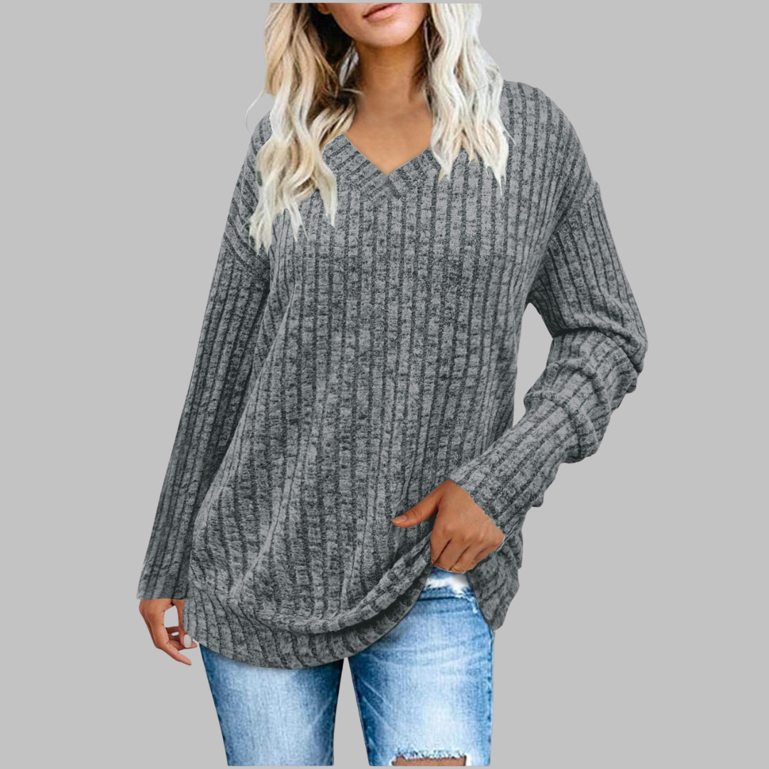 Colette ribbed V neck longline sweater – image 10