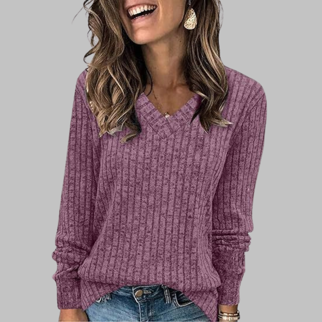Colette ribbed V neck longline sweater – image 12