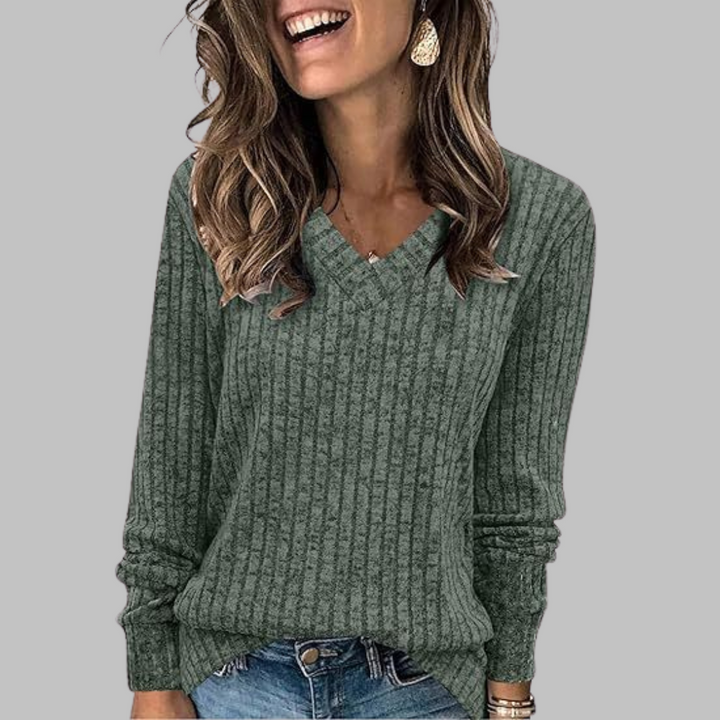 Colette ribbed V neck longline sweater – image 7