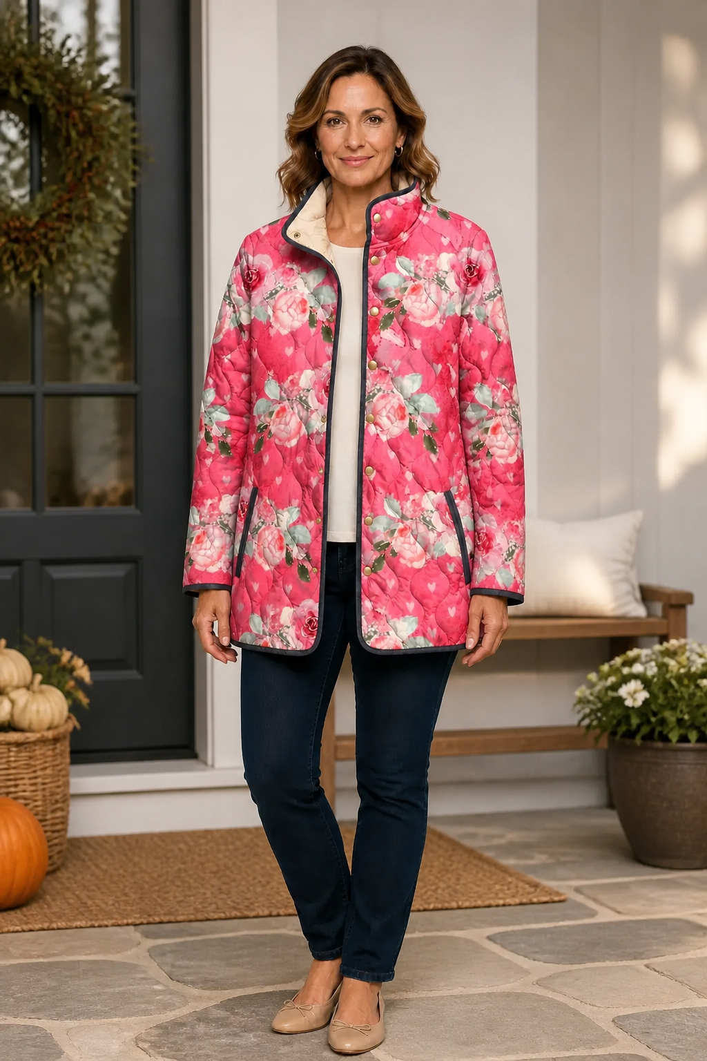 Paisley floral print quilted puffer jacket – image 3