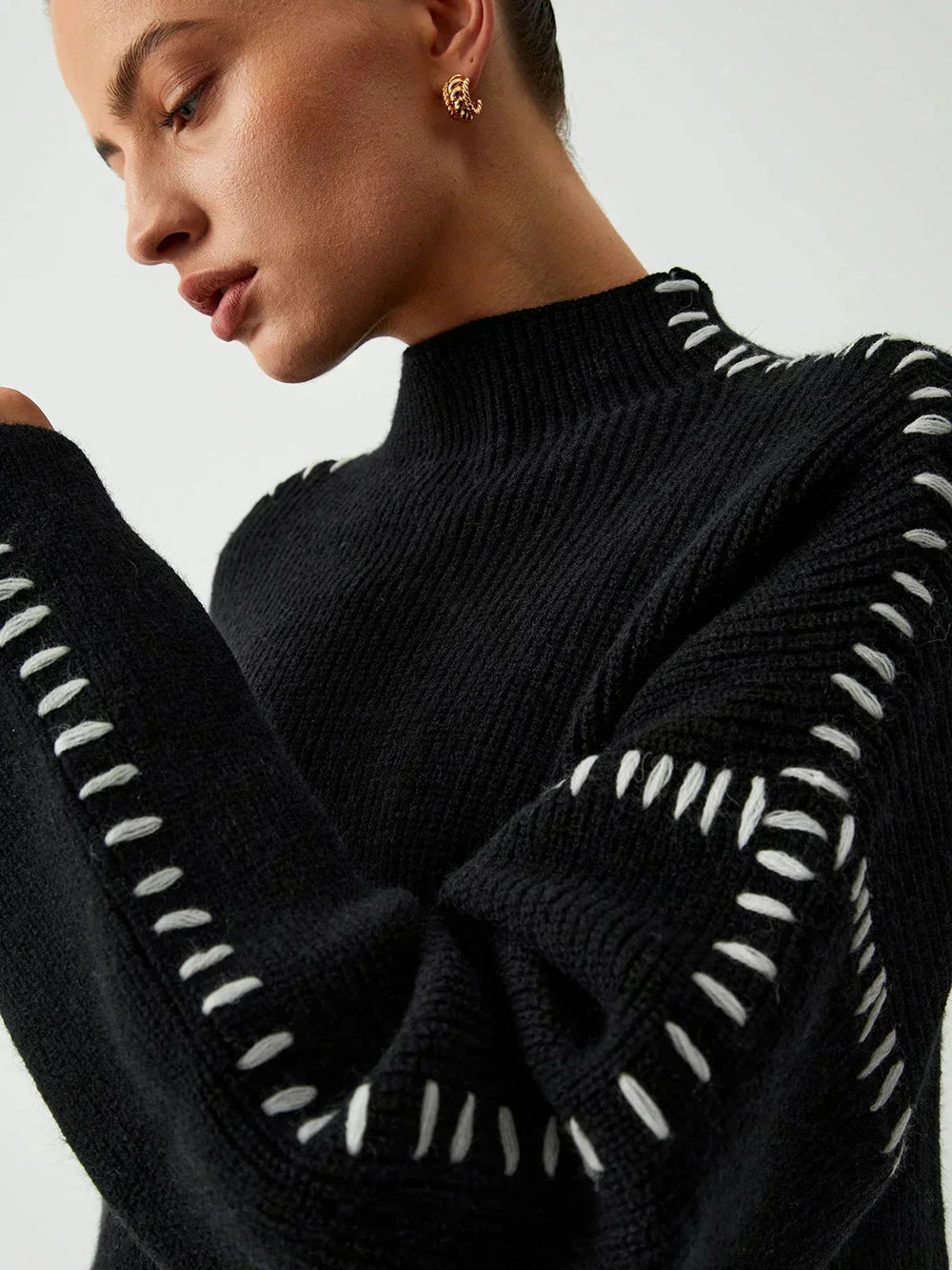 Ursula whipstitch mock neck sweater – image 4