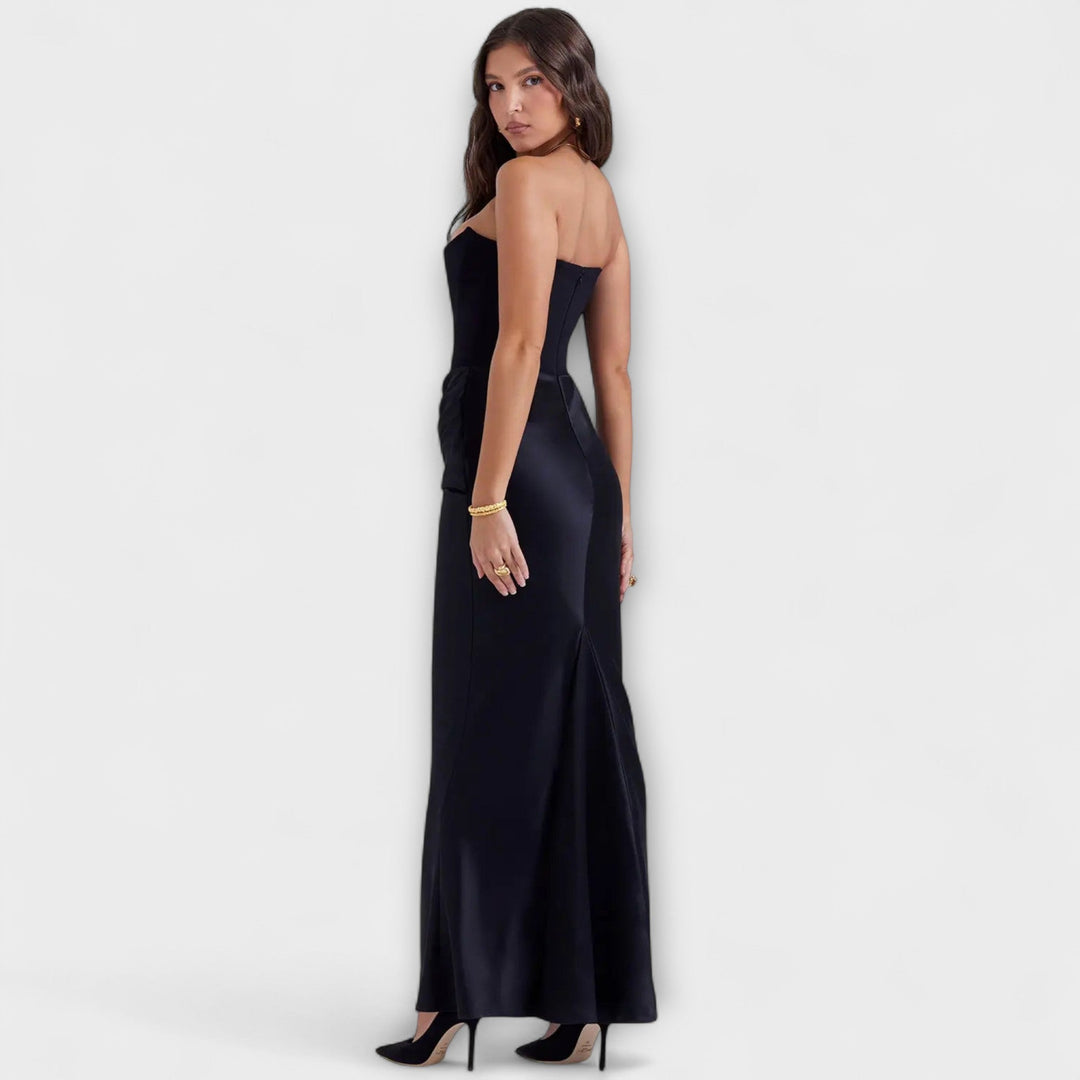 Lily off shoulder draped satin maxi dress – image 10