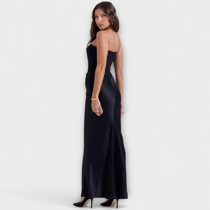 Lily off shoulder draped satin maxi dress – image 10