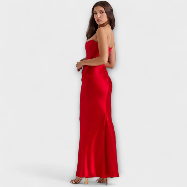 Lily off shoulder draped satin maxi dress – image 12