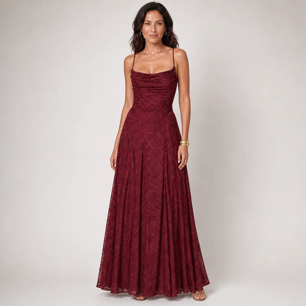 Kristen cowl drape a-line maxi dress