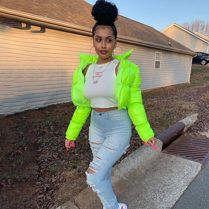 Kara cropped puffer bomber jacket