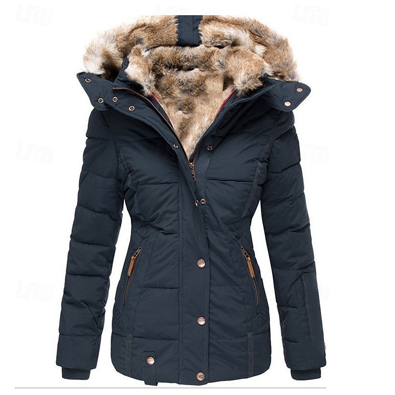 Vilja fitted hooded quilted coat – image 3