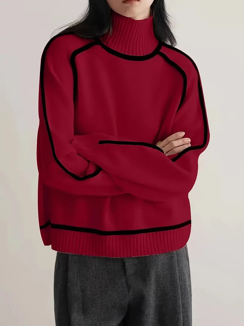 Cecelia contrast piped turtleneck sweater – image 5