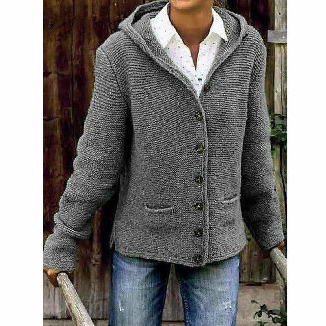 Esmeralda hooded long knit coat – image 5