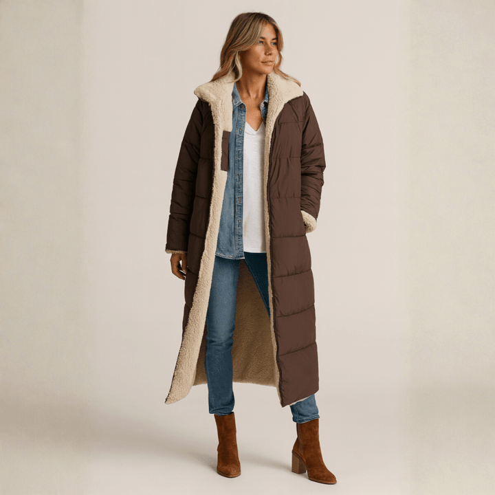 Flora longline wrap front coat
