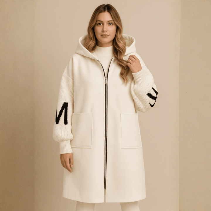 Monroe knitted hooded long sweater coat