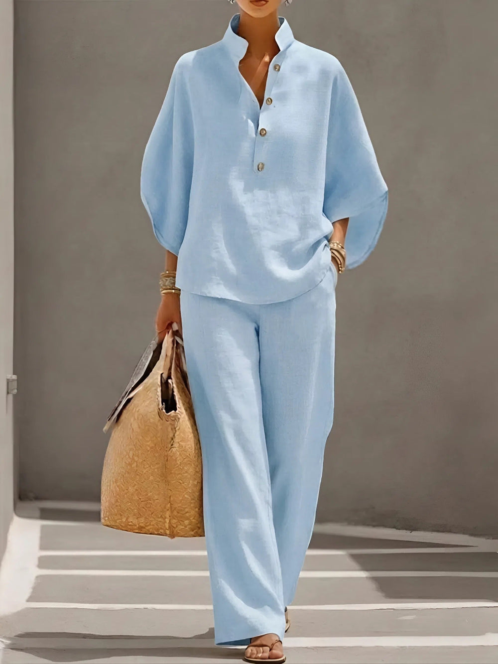 Valeria relaxed two piece set with wide leg pants – image 2