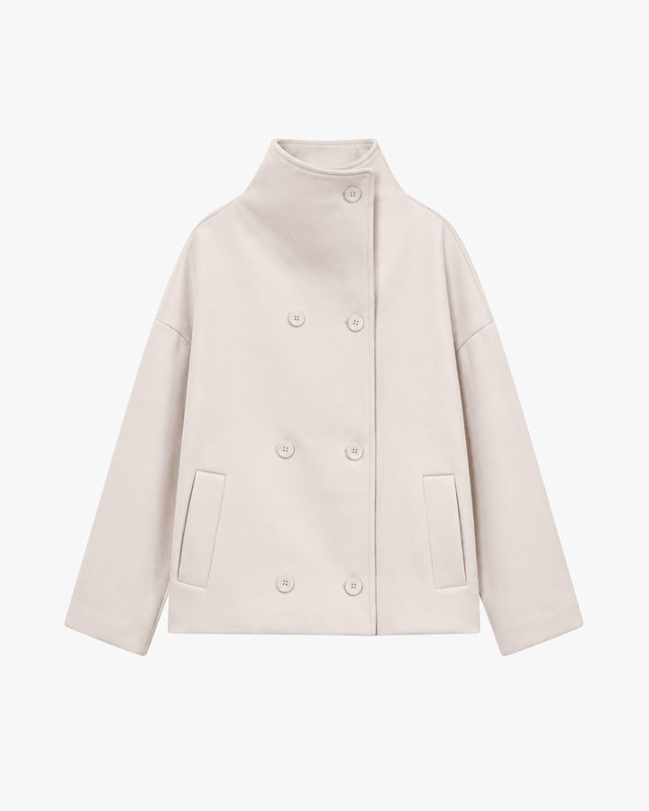 Juno oversized double breasted stand collar jacket – image 6