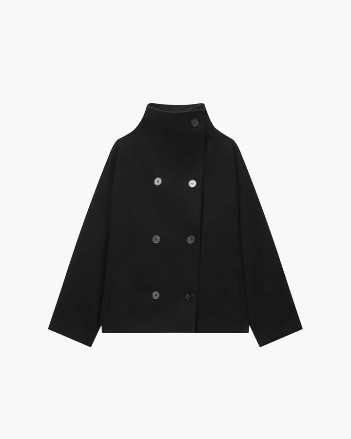 Juno oversized double breasted stand collar jacket – image 4