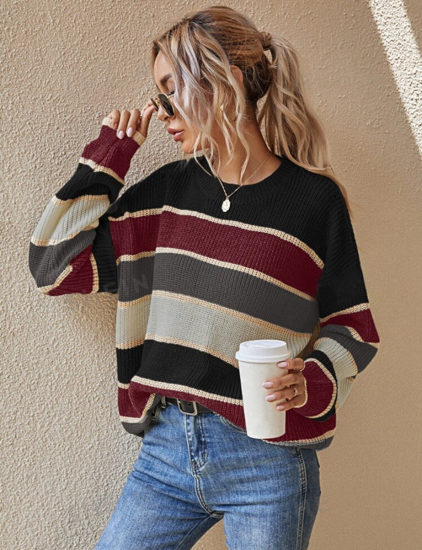 Alina chunky longline sweater with ribbed trim
