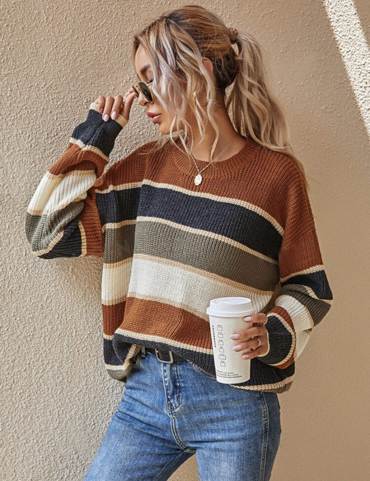 Alina chunky longline sweater with ribbed trim – image 2