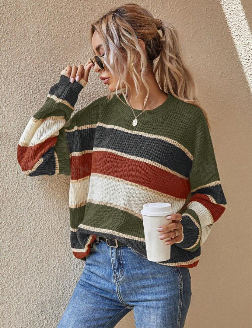 Alina chunky longline sweater with ribbed trim – image 3