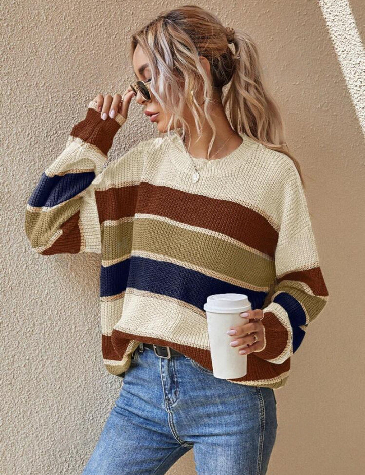 Alina chunky longline sweater with ribbed trim – image 4