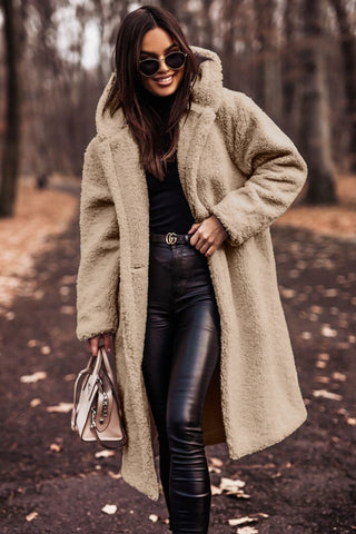 Melissa long hooded teddy coat