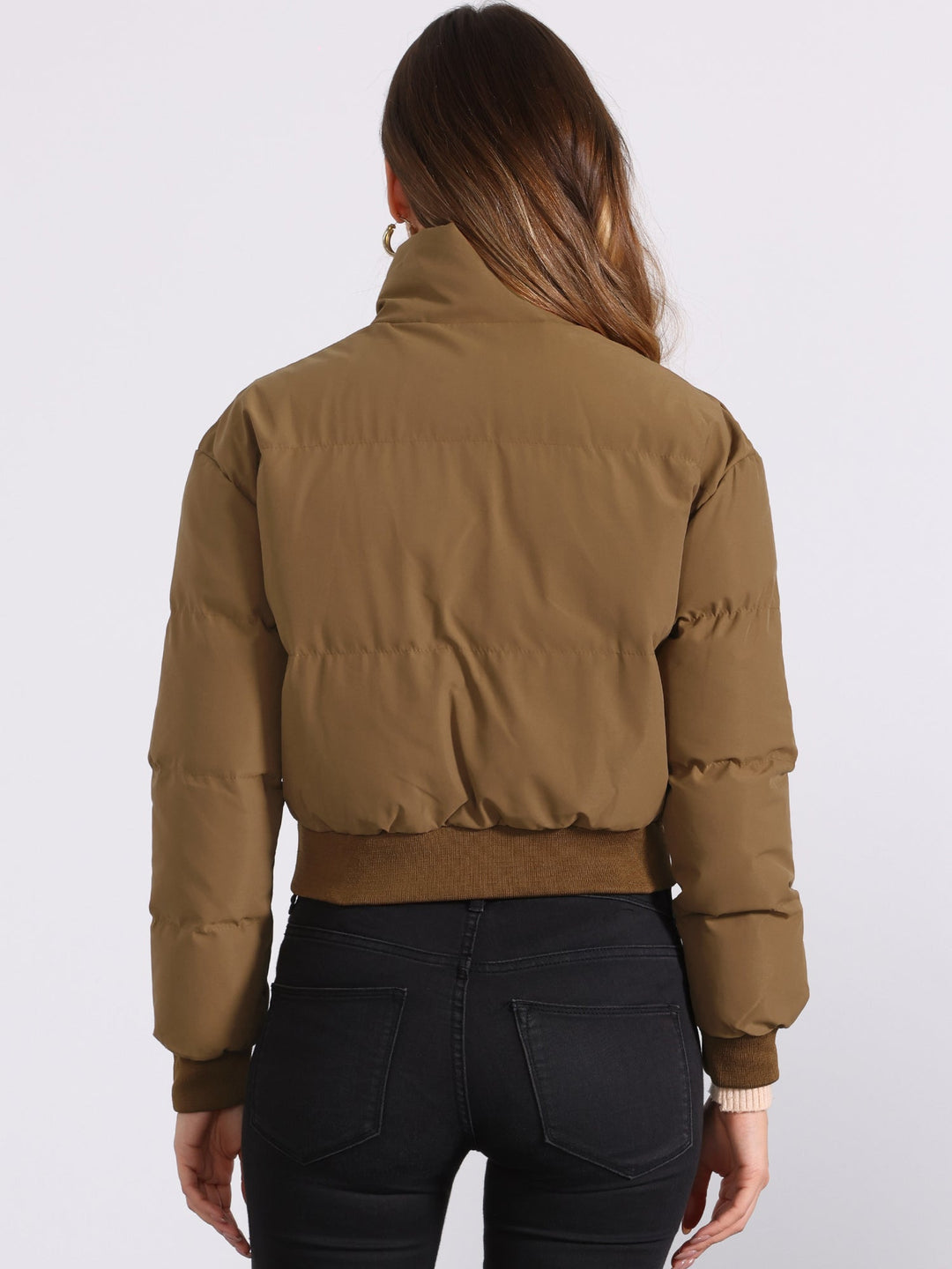 Zuri cropped padded bomber jacket with stand collar – image 8