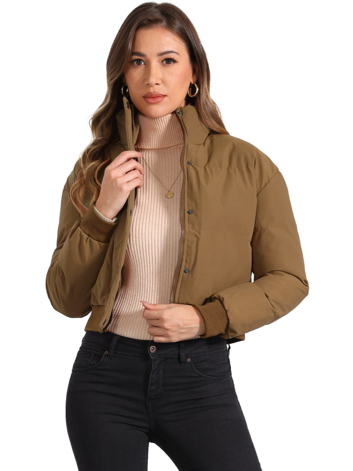 Zuri cropped padded bomber jacket with stand collar – image 10