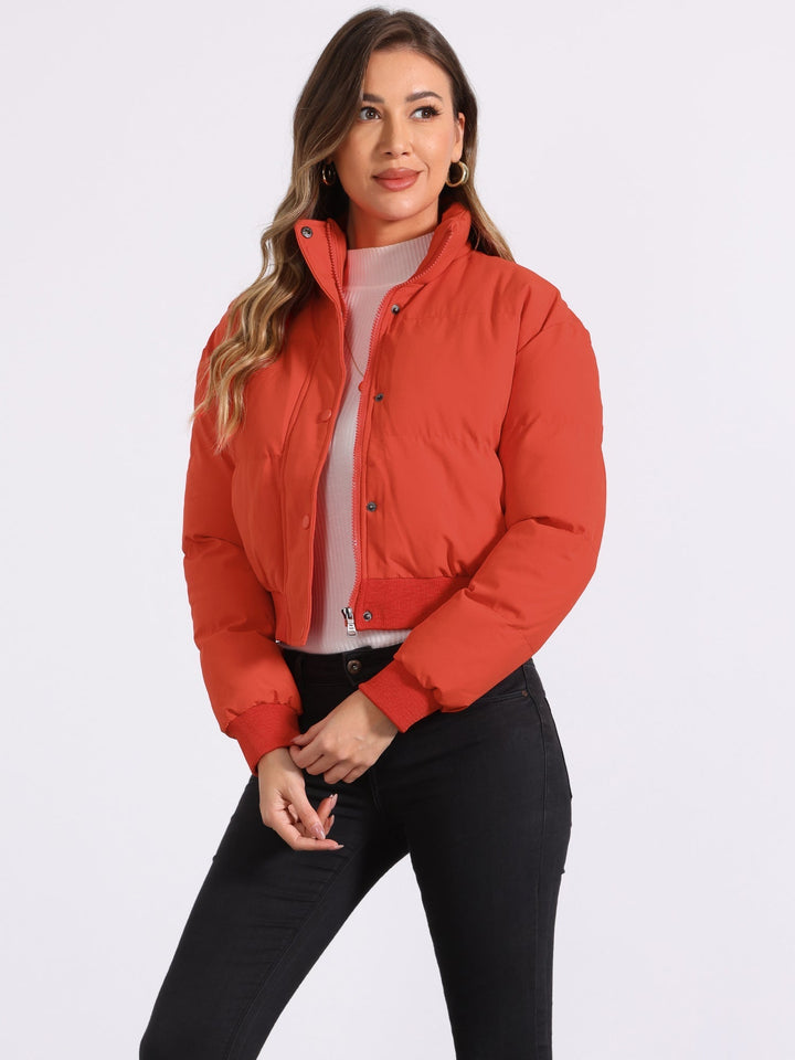 Zuri cropped padded bomber jacket with stand collar