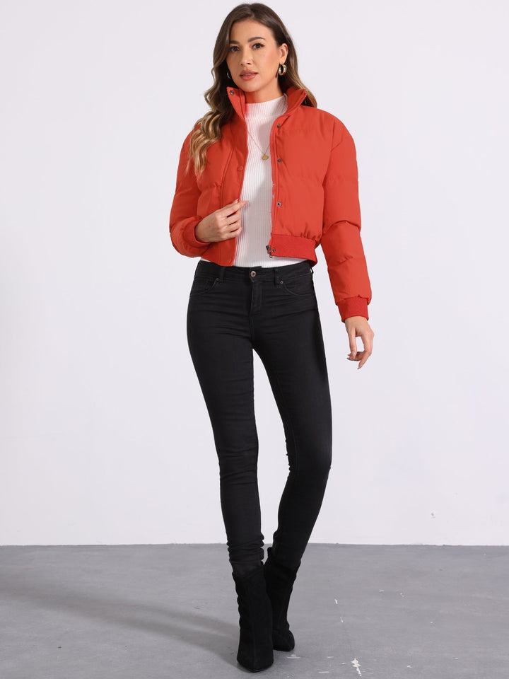 Zuri cropped padded bomber jacket with stand collar – image 2