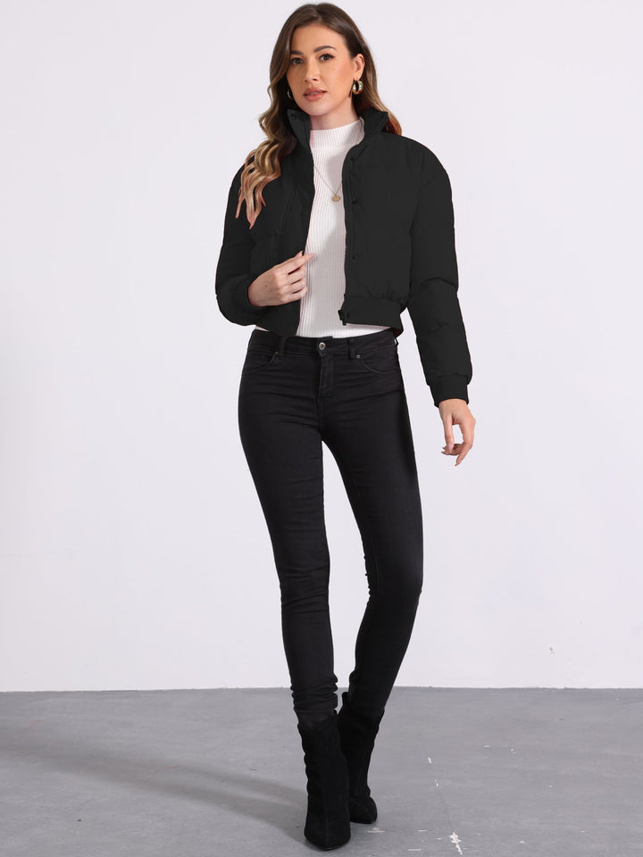 Zuri cropped padded bomber jacket with stand collar – image 22