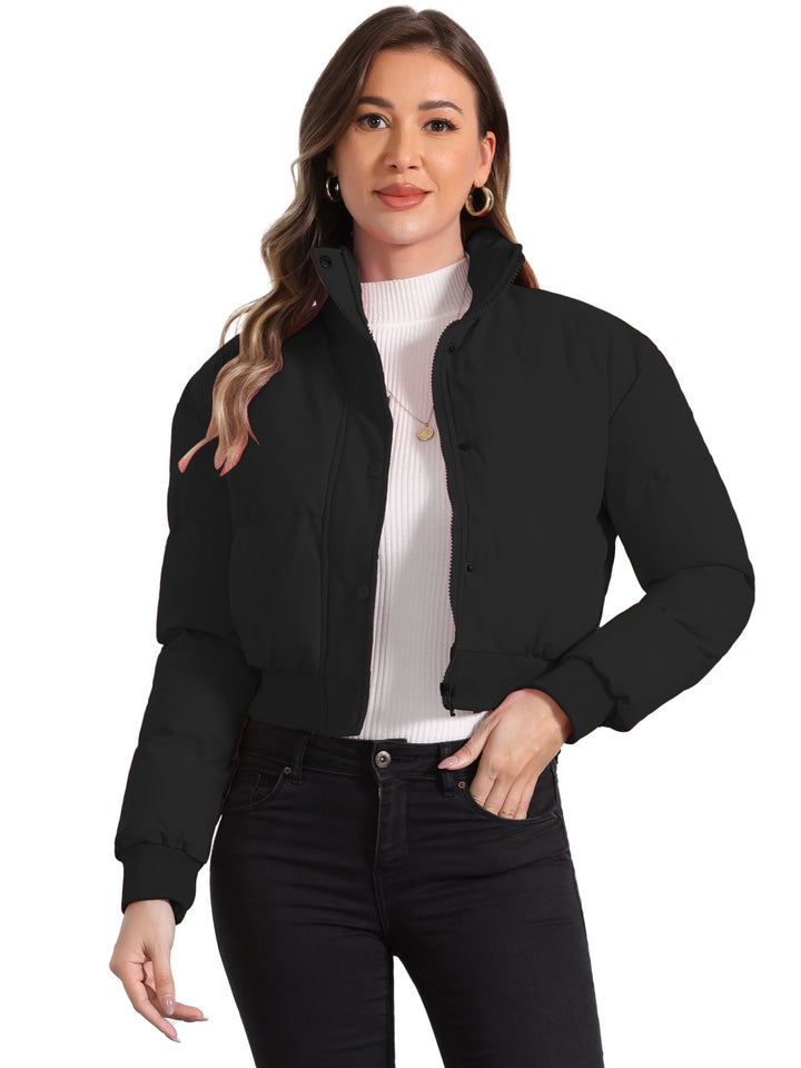 Zuri cropped padded bomber jacket with stand collar – image 25