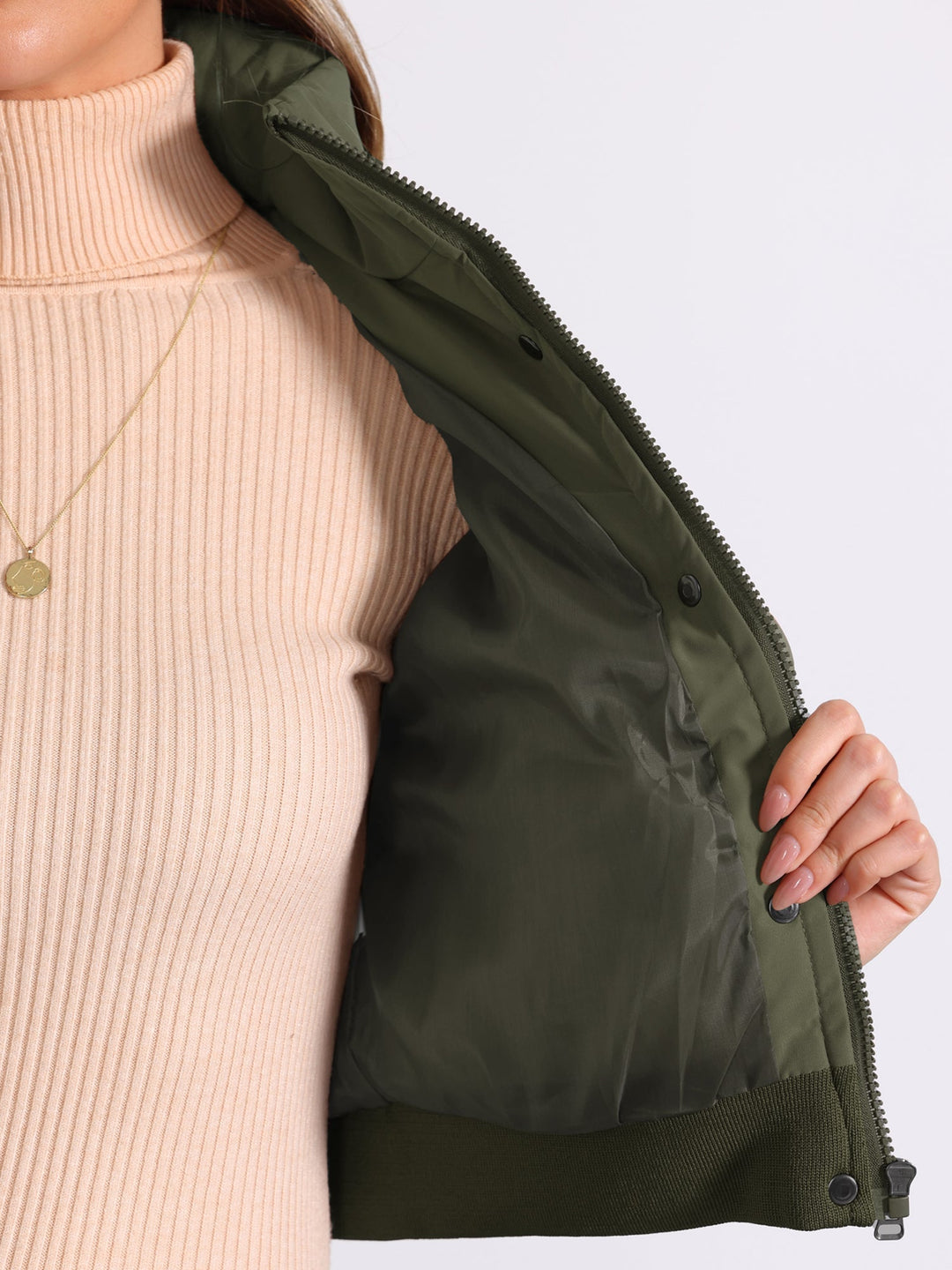 Zuri cropped padded bomber jacket with stand collar – image 19