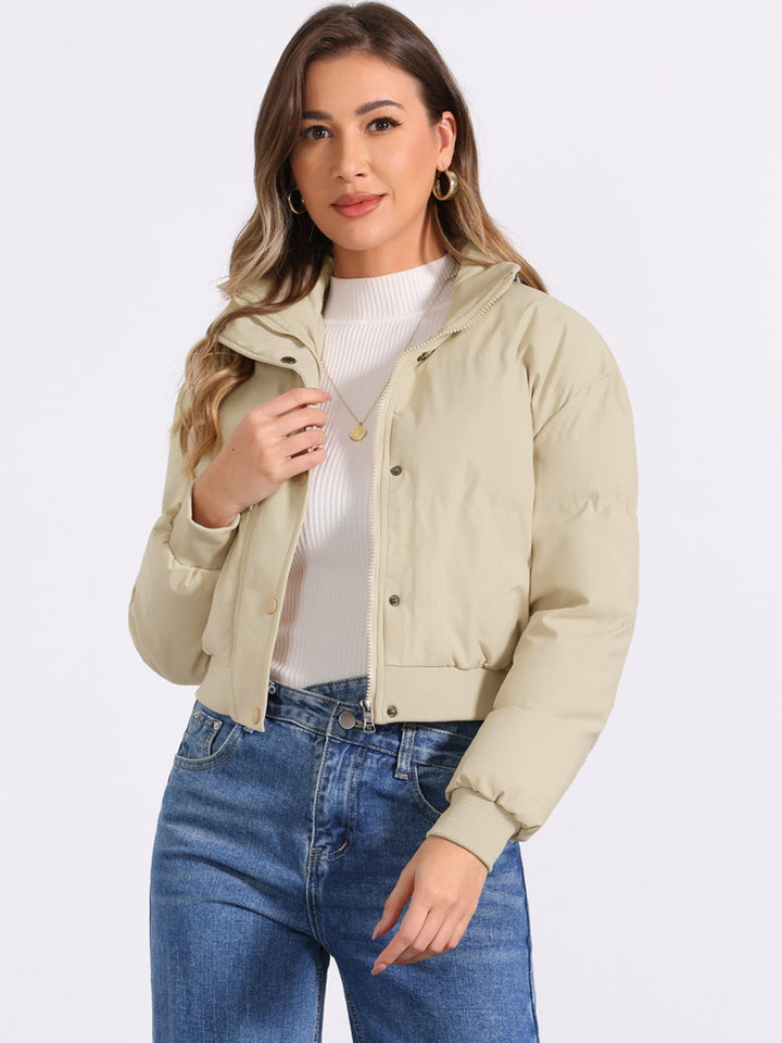Zuri cropped padded bomber jacket with stand collar – image 26