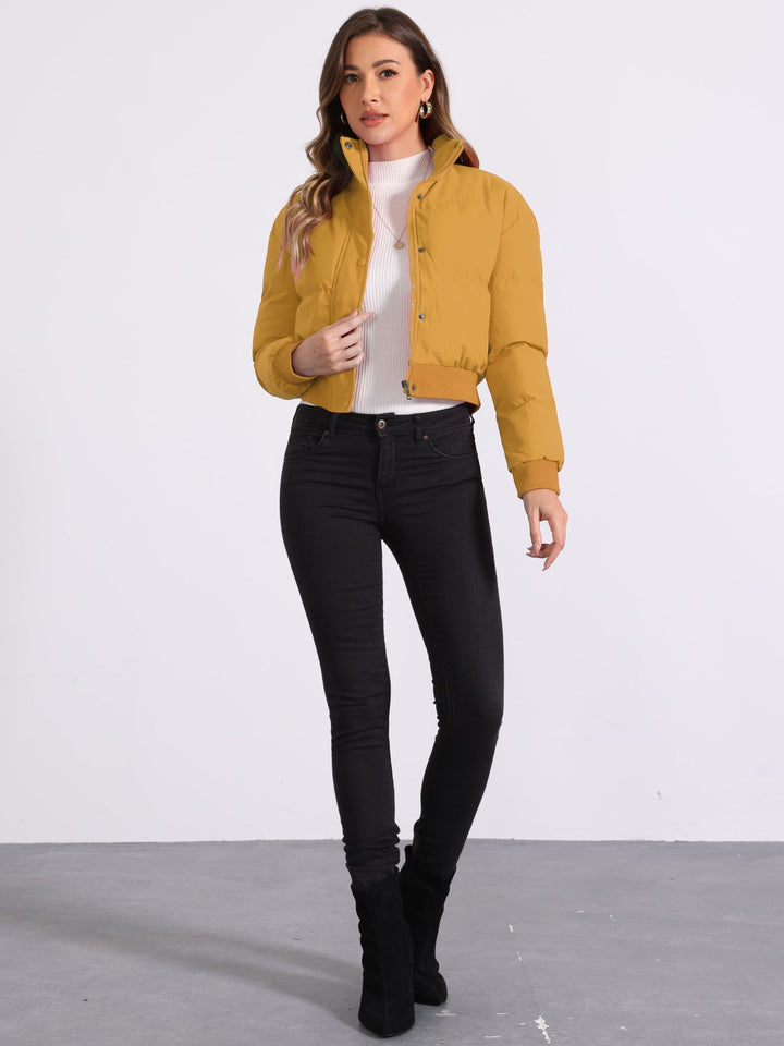 Zuri cropped padded bomber jacket with stand collar – image 12