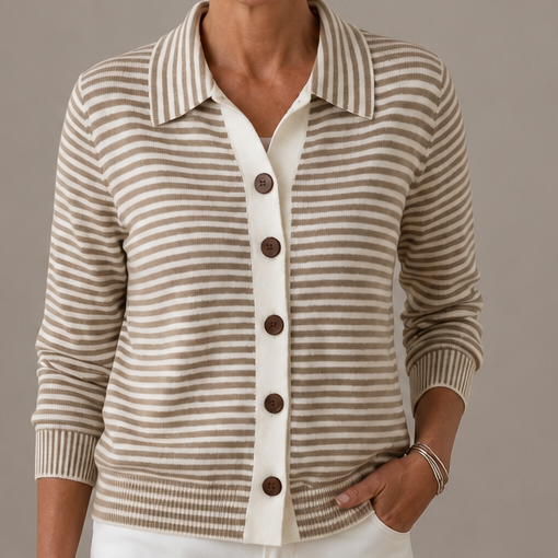 Zinnia striped collared button front cardigan – image 2