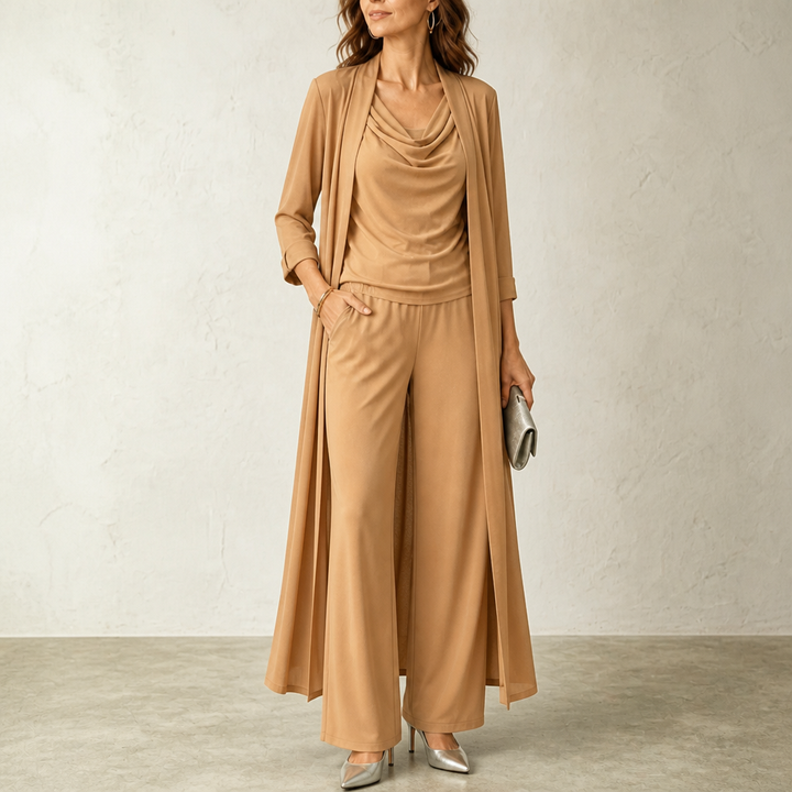 Yara swing collar cardigan and wide leg pants set – image 10