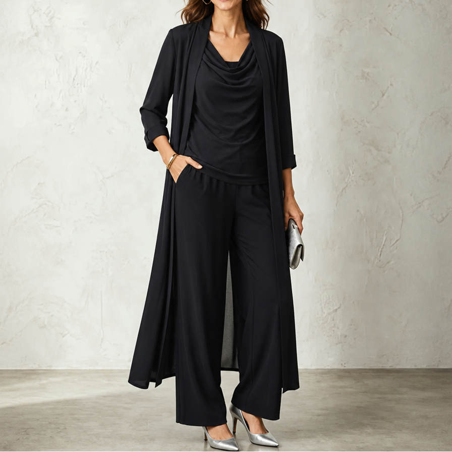 Yara swing collar cardigan and wide leg pants set – image 11