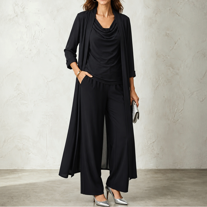 Yara swing collar cardigan and wide leg pants set – image 11