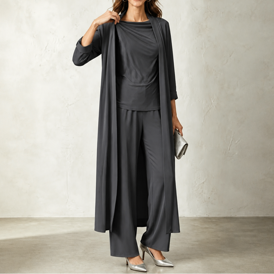 Yara swing collar cardigan and wide leg pants set – image 12