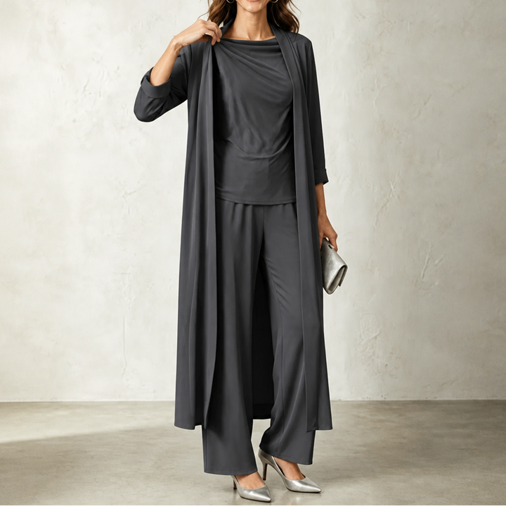 Yara swing collar cardigan and wide leg pants set – image 12
