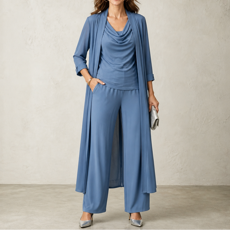 Yara swing collar cardigan and wide leg pants set – image 13