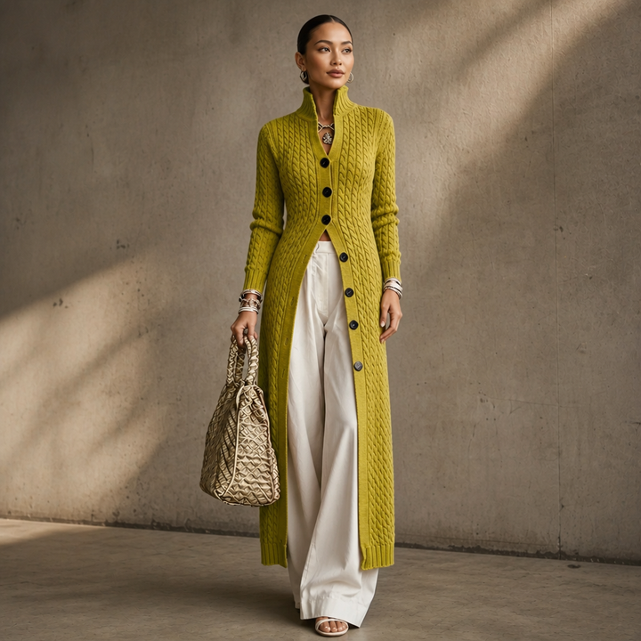 Lyra high collar cable knit duster cardigan – image 14
