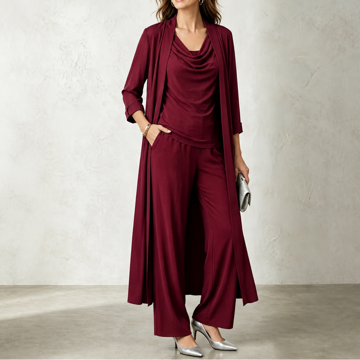Yara swing collar cardigan and wide leg pants set – image 16